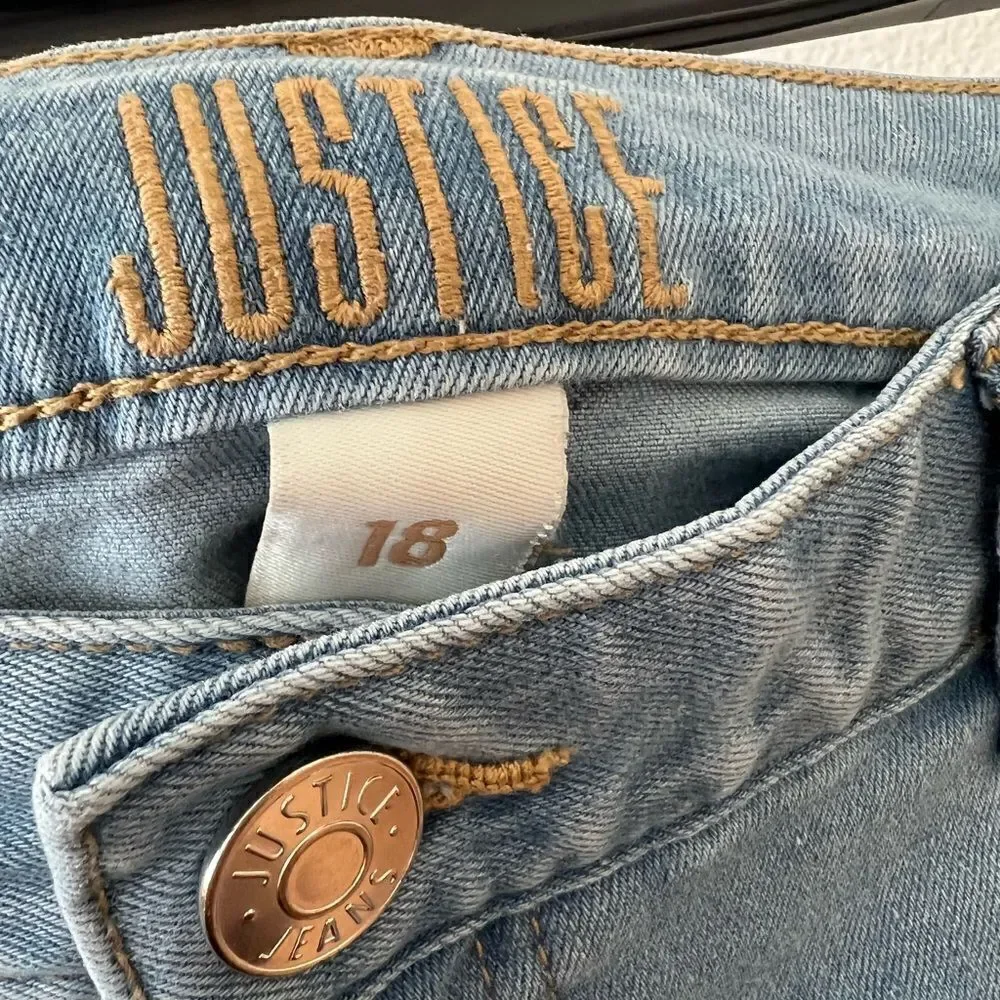 Justice Demin Embellished Stud Shorts Size 18